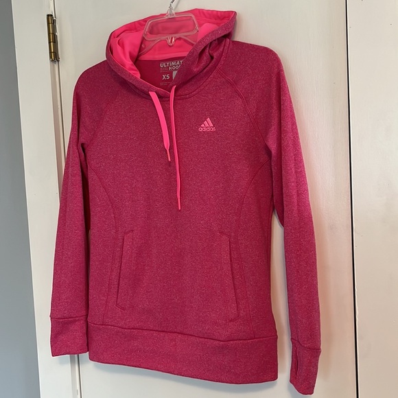 Adidas 3 Stripes Heather Pink Ultimate Hoodie - Picture 3 of 9